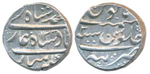 Muhammad Shah, Silver Rupee, 11.46g, Tatta Mint, AH 1133/2, complete mint name at bottom o
