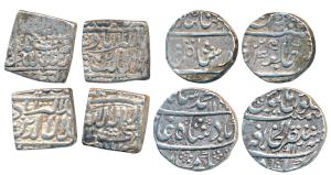 Akbar, Silver Square Rupee (2), mint name off flan, AH 992 & 1000, Kalima type; Muhammad S