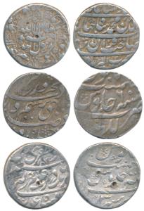 Silver Rupee (3), Shah Jahan, Akbarabad Mint, AH 1039/3, Kalima within circle on obv.; Aur