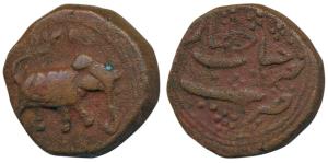 Tipu Sultan, Copper Paisa, 11.08g, Farrukhyab Hisar Mint, AM 1215 (KM 63.2). Very Fine.