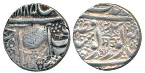 Amritsar Mint, Silver Rupee, 11g, VS 1885 / 1904, Umbrella or Chhatar with Gurumukhi word 