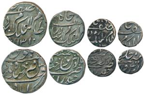 Mir Mahbub Ali Khan (AH 1285-1329, 1869-1911 AD), set of 4, Silver Rupee, ½ , ¼ and 1/8 Ru