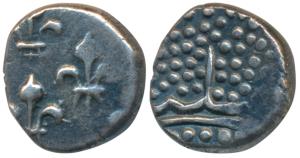 Silver Fanon, 1.48g, obv. pearled crown, rev. 5 fleur-de-lis, issue of 1760 (KM 44). Very 