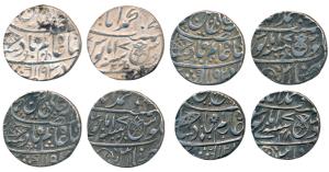Muhammadabad Banaras Mint, Silver Rupee (4), in the name of Shah Alam II, fish with whiske