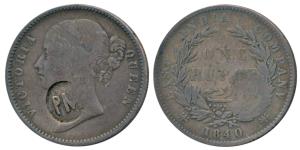 Queen Victoria, Silver Rupee, 1840, initials ‘PM’ for Portuguese Mozambique counter marked