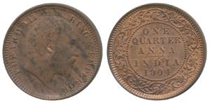 Edward VII, Copper, ¼ Anna, 1904, Calcutta Mint. Extremely Fine.