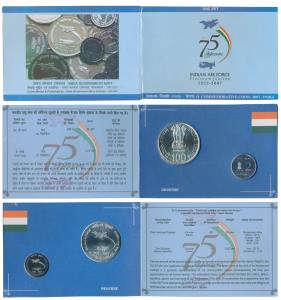 2007 Uncirculated Set, Platinum Jubilee (75 years) of Indian Air Force, set of 2, Rupees 2