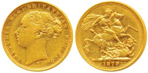 Australia, Victoria, Gold Sovereign, 8g, 1886, young head, ‘M’ mint mark for Melbourne Min