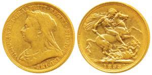 Australia, Victoria, Gold Sovereign, 8g, 1893, veiled head, ‘S’ mint mark for Sydney Mint,