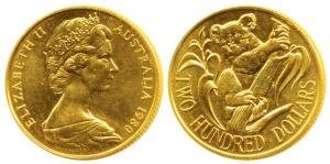 Australia, Gold $200, 10g, Koala series, 1980, (KM 71). Brilliant Uncirculated.