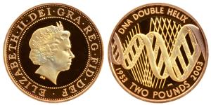 Great Britain, Elizabeth II, Gold Pound 2, 16g, DNA Celebrating the Fiftieth Anniversary o