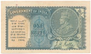 George V, Rupee 1, 2nd issue, 1935, signed J. W. Kelly (J&R 3.2.1B). About Extremely Fine.