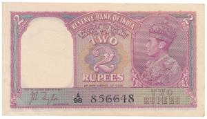 George VI, Rupees 2, 1943, signed J. B. Taylor (J&R 4.2.1). About Uncirculated.