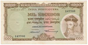 Indo-Portuguese, 1000 Escudos, 7th issue, 1959, Banco Nacional Ultramarino, (J&R 12.40.5).
