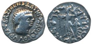 Indo-Greeks, Baktria, Apollodotus II (c. 110-80 BC), Silver Drachm, 2.26g, obv. diademed a