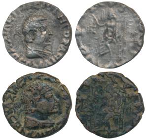 Indo-Greeks, Hermaeus / Hermaios (c. 40-1 BC), Silver Tetradrachm, 7.87g and Copper Tetrad