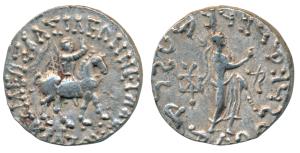 Indo-Scythians, Azes II (35 BC - 5 AD), Silver Tetradrachm, 9.63g, obv. King mounted on a 