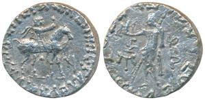 Indo-Scythians, Azes II, Silver Tetradrachm, 9.2g, obv. King mounted on a horse to right, 