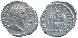 Roman, Septimius Severus, Silver Denarius, 3.33g, obv. laureate head to right, rev. Victor