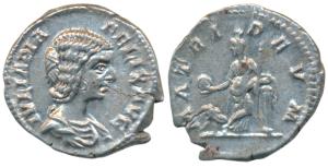 Roman, Julia Domna (c. 196-202 AD), Silver Denarius, 2.87g, obv. draped bust to right with