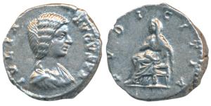 Roman, Julia Domna, Silver Denarius, 3.4g, obv. draped bust to right with legend IVLIA AVG