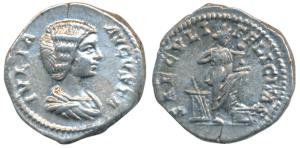 Roman, Julia Domna, Silver Denarius, 3.32g, obv. draped bust to right with legend IVLIA AV