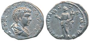 Roman, Geta Caesar (c. 198-209 AD), Silver Denarius, 3.2g, obv. young bust, draped and cui