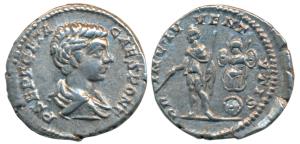 Roman, Geta Caesar, Silver Denarius, 3.24g, Rome Mint, obv. young bust, draped and cuirass