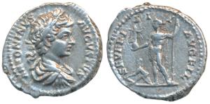 Roman, Caracalla (c. 201-206 AD), Silver Denarius, 3.47g, obv. laureate, draped and cuiras