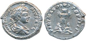 Roman, Caracalla, Silver Denarius, 3.56g, obv. laureate, draped and cuirassed bust to righ