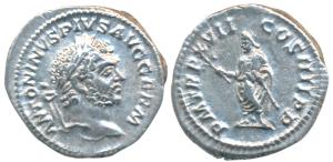 Roman, Caracalla, Silver Denarius, 3.22g, obv. laureate head to right with legend ANTONINV
