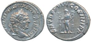 Roman, Caracalla, Silver Denarius, 3.31g, obv. laureate head to right with legend ANTONINV