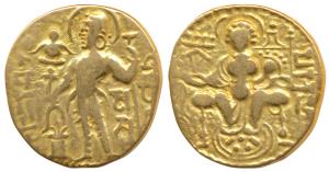 Guptas, Samudragupta (c. 335-380 AD), Gold Dinar, 7.41g, ’Standard’ type, obv. king nimbat