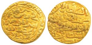 Firuz Shah Tughluq, Gold Tanka, 10.93g, with the name of Caliph Abu Abd Allah al- Mutawakk