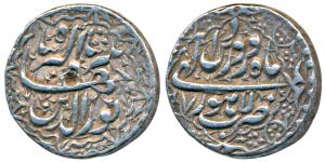 Jahangir, Silver Rupee, 11.39g, Lahore Mint, Month Farwardin, RY 7, ornamental border (KM 