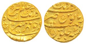 Aurangzeb, Gold Mohur, 10.96g, Aurangabad Mint, AH 1075/7, (KM 315.10). Extremely Fine.