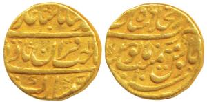 Muhammad Shah, Gold Mohur, 10.84g, Dar-ul-Khilafat Shahjahanabad Mint, RY 10, Sahib-i-Qira