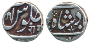 Silver ½ Rupee, 5.61g, Ahmedabad Mint, in the name of Shah Alam II, ’Ram’ in Nagari, (KM 1