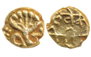 Ghorpade Chiefs of Guty, Gold Fanam, 0.35g, obv. a five headed cobra, rev. Kille Venkatagi