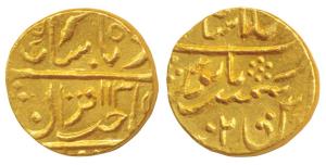 Lashkar Mint, Gold Mohur, 10.78g, in the name of Muhammad Shah, Sahib-i-qiran type, pseudo