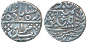Manak Pal (1772-1804 AD), Silver Rupee, 11.06g, Karauli Mint, in the name of Muhammad Akba
