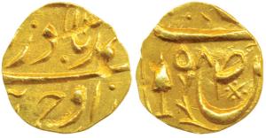 Bhupinder Singh (1900-1937 AD), Gold 1/6 Mohur, 1.86g, in the name of Ahmad Shah Durrani, 