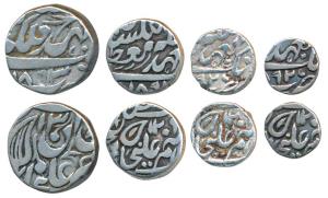 Muhammad Ibrahim Ali Khan (AH 1284-1349, 1868-1930 AD), set of 4, Silver Rupee, ½, ¼ and 1