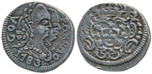 Goa, Maria I & Pedro III, Silver Pardao, 5.39g, obv. conjoined busts of the king and queen
