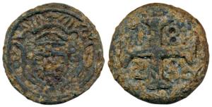 Diu, Pedro IV, Zinc 20 Bazarucos, 15.59g, 1828 AD, obv. crowned arms, rev. date within cro