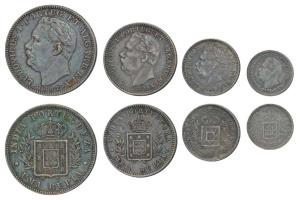 Luis I (Ludwig), set of 4, Silver Rupia, ½, ¼ and 1/8, 1881 and 1882 (KM 312, 311, 310 & 3