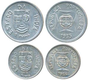 Silver Rupia and ½ Rupia, 1935 and 1936 (KM 23, 22). Uncirculated. (2)