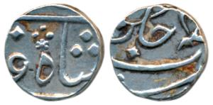 Surat Mint, Silver ¼ Rupee, 2.78g, in the name of Shah Alam II, RY 4X, Privy Mark 6, no cr