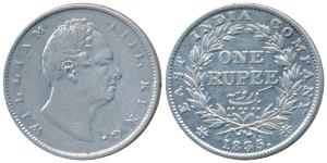 William IV, Silver Rupee, 1835, Calcutta Mint, RS incuse, C / II, Extremely thin letters a