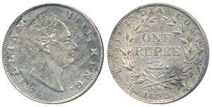 William IV, Silver Rupee, 1835, Calcutta Mint, F incuse, No dot after F, A / II with 2 lea